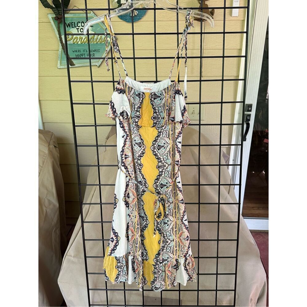 Renee C. Boho‎ Style Ruffle Tie Straps Sundress sz small